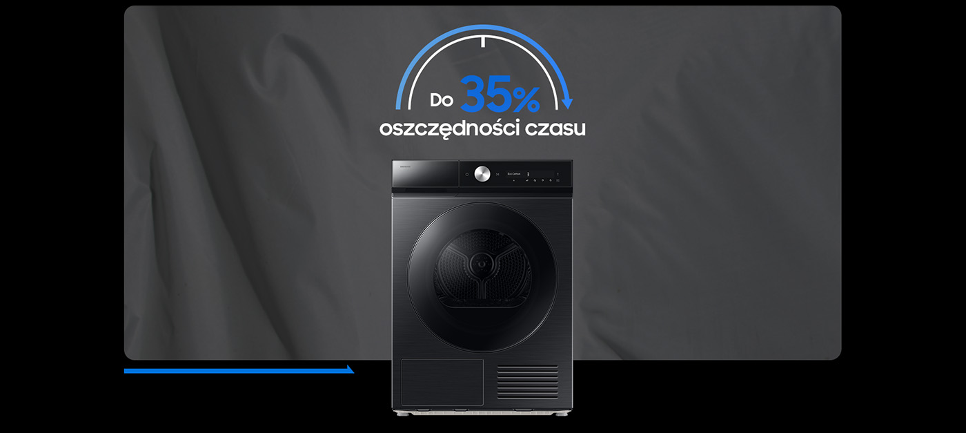 Suszarka Bespoke AI 9kg DV90DB8845GBU4 oferuje funkcję Quick Drive, która pozwala zaoszczędzić aż do 35% czasu podczas suszenia, nie rezygnując z wysokiej efektywności.