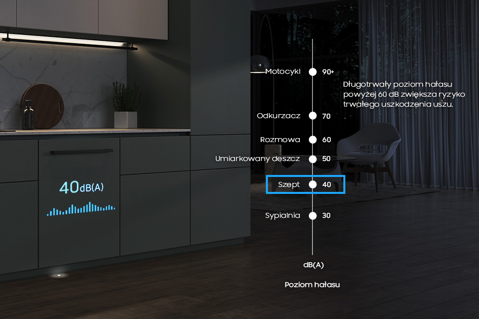Zmywarka DW60BG750B00ET posiada tryb extra cichy
