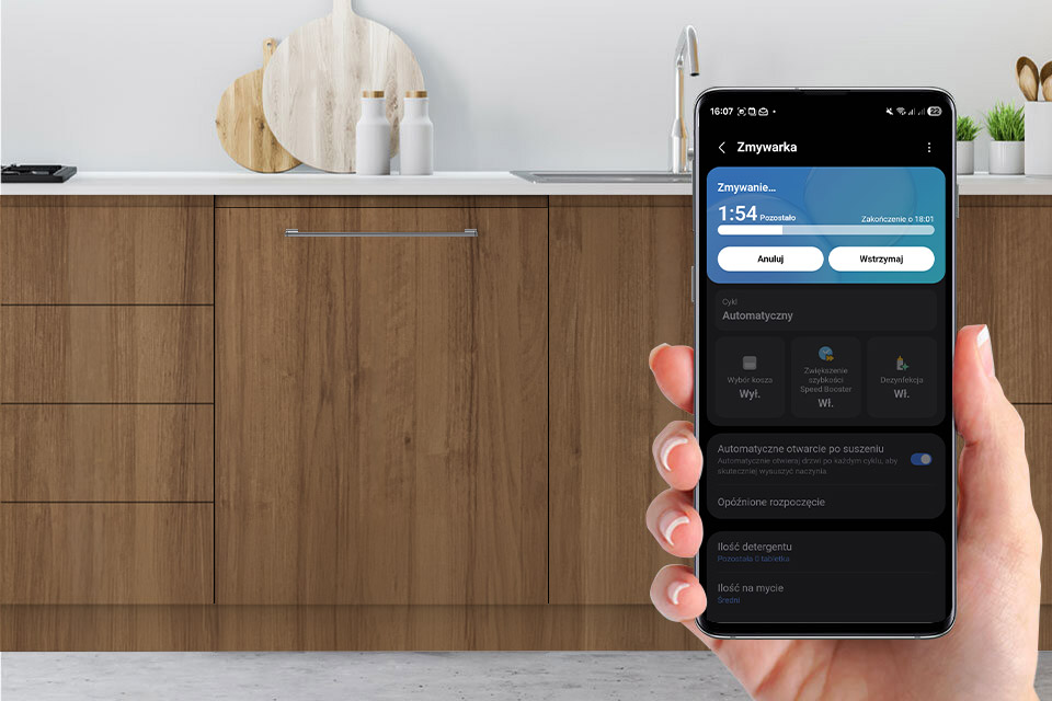 sprawdź status zmywania w smartfonie