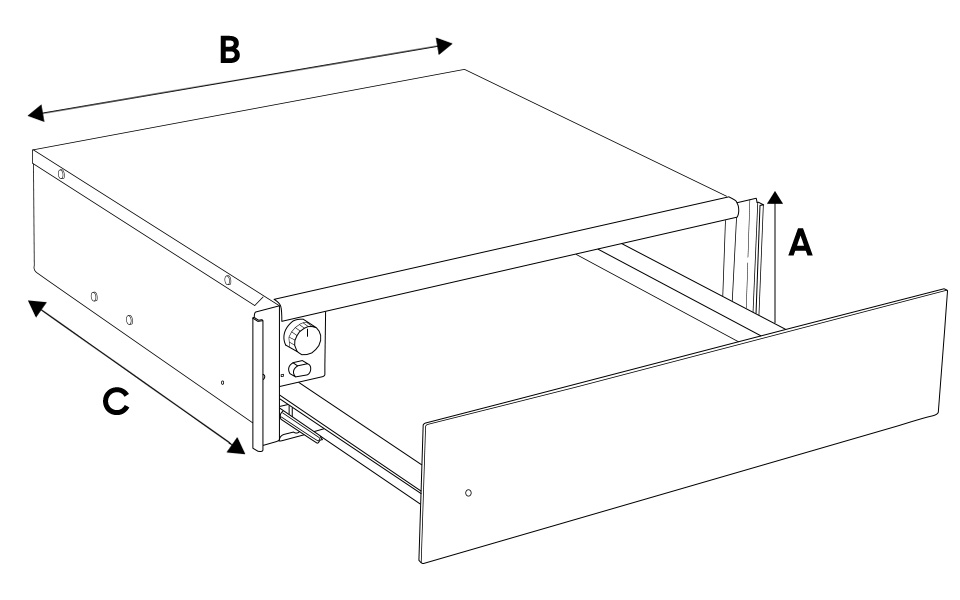 wymiary szuflady podgrzewającej NL20T8100WK