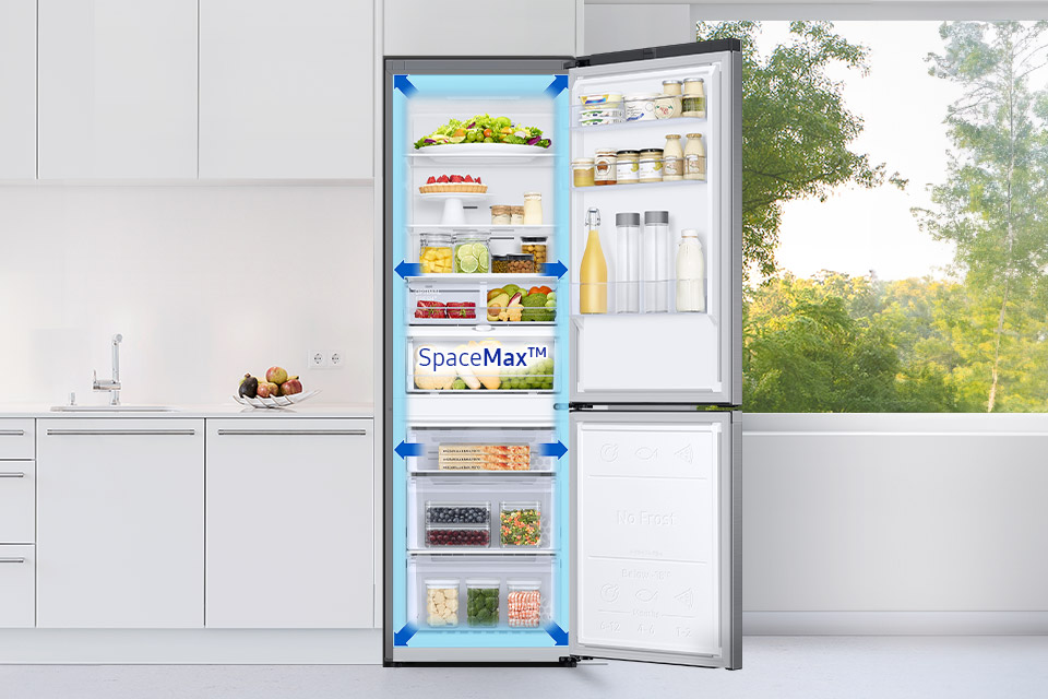 lodówka z dolnym zamrażalnikiem rb34c603cs9 z technologią spacemax 