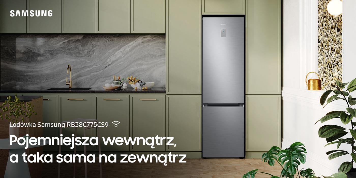 Lodówka w kolorze szczotkowanej stali nierdzewnej z wyświetlaczem RB38C775CS9