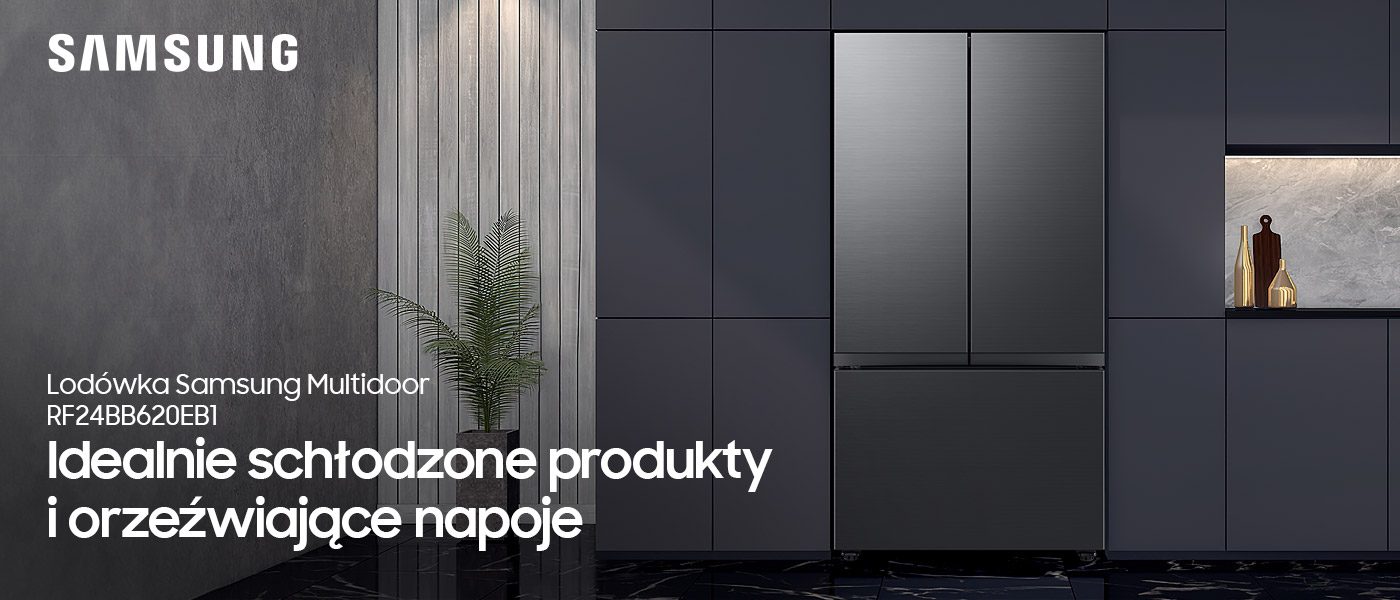 Lodówka Samsung Multidoor RF24BB620EB1 - zdjęcie urządzenia w szarej kuchni