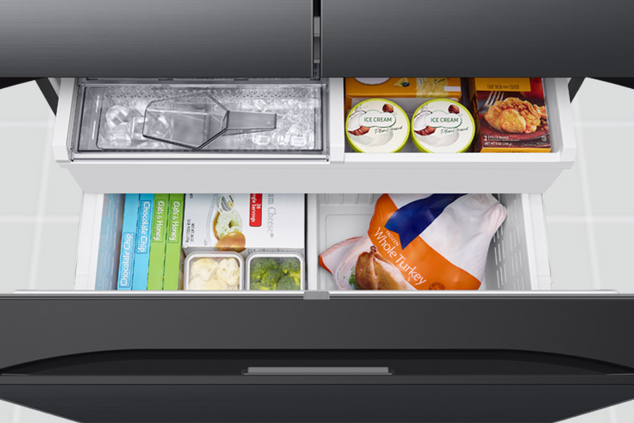 Lodówka Samsung Multidoor RF24BB620EB1: zdjęcie: wysuwane szuflady