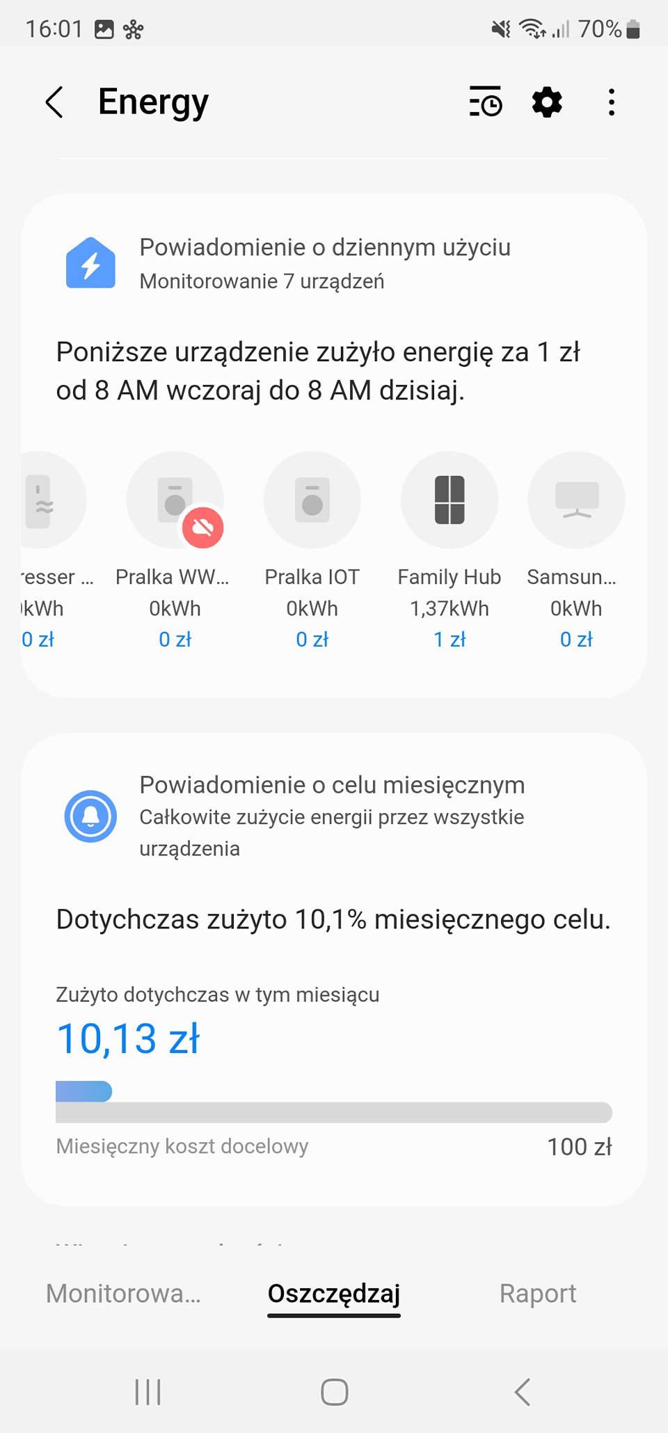 Samsung lodówka Multidoor RF65DB960E22 - screenshot: przeglądaj raporty