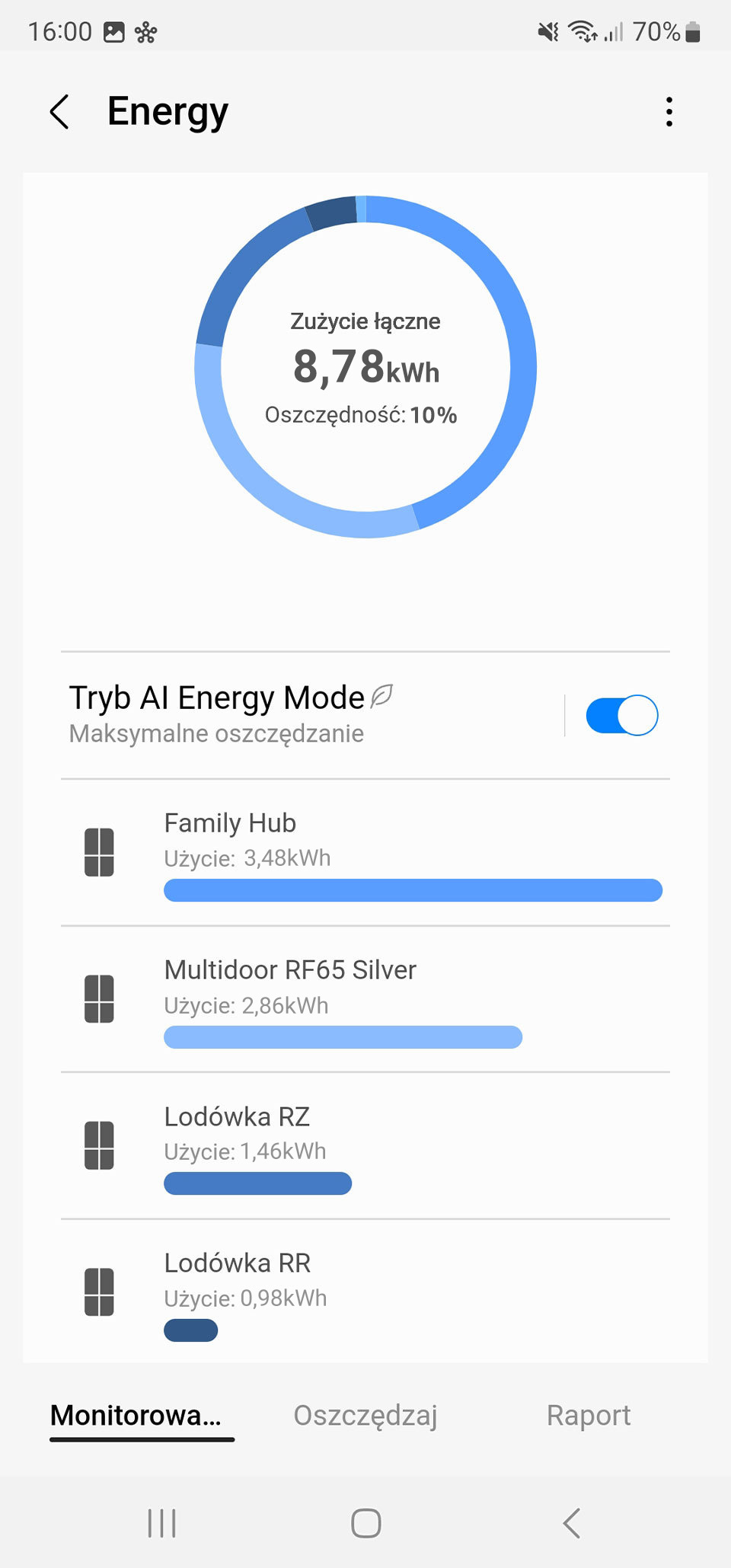 W aplikacji SmartThings sprawdzisz, które urządzenie zużywa najwięcej prądu