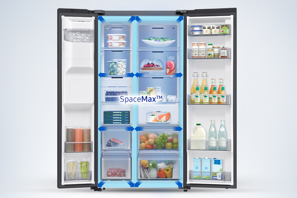 w lodówce rs70f64kebeo masz więcej miejsca do przechowywania mimo przy standardowych wymiarach zewnętrznych