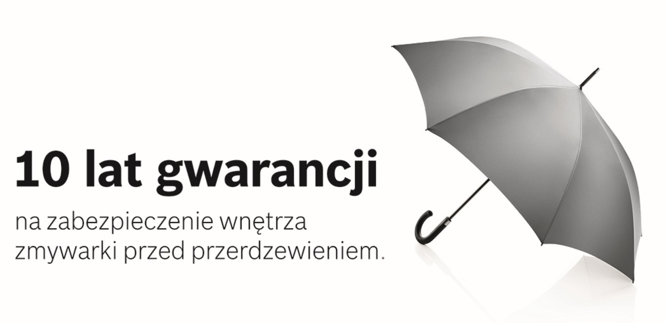 Otwarty parasol symbolizujący 10 lat gwarancji (ochrony)