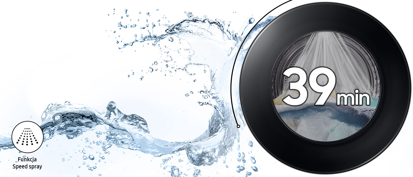 pralka Samsung ww11db7b94gbu4 posiada program super szybki trwający 39 minut